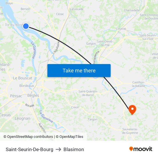 Saint-Seurin-De-Bourg to Blasimon map