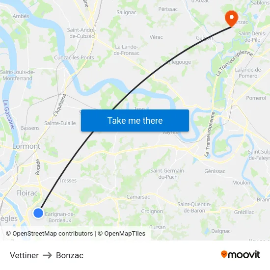 Vettiner to Bonzac map