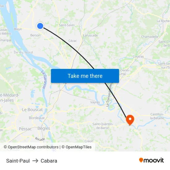 Saint-Paul to Cabara map
