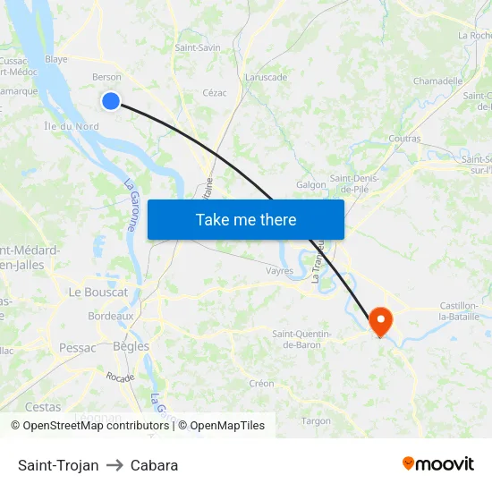 Saint-Trojan to Cabara map