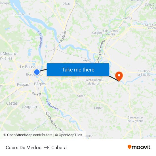 Cours Du Médoc to Cabara map