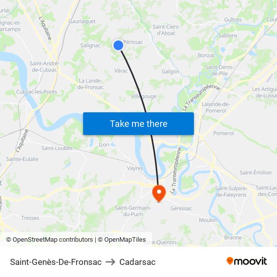 Saint-Genès-De-Fronsac to Cadarsac map