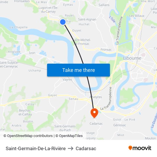 Saint-Germain-De-La-Rivière to Cadarsac map