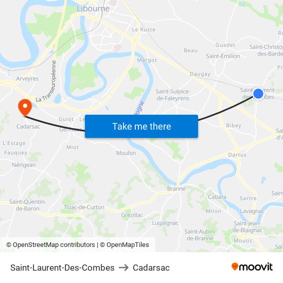 Saint-Laurent-Des-Combes to Cadarsac map