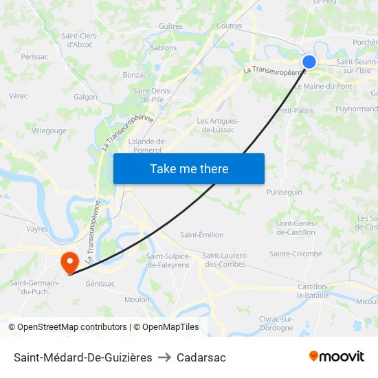 Saint-Médard-De-Guizières to Cadarsac map