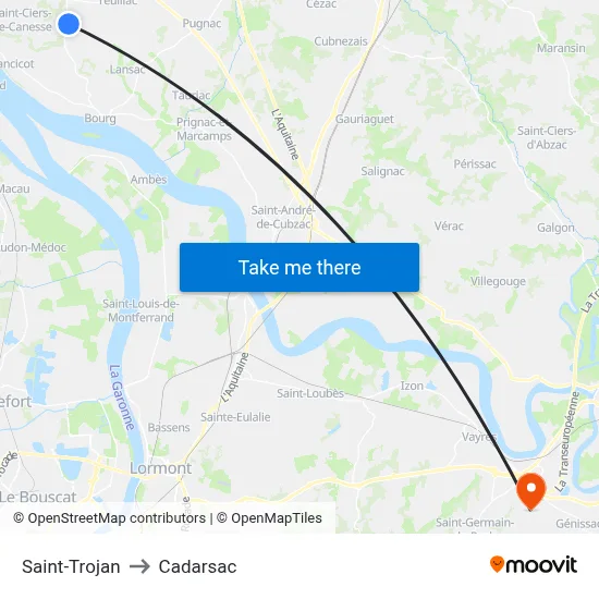 Saint-Trojan to Cadarsac map