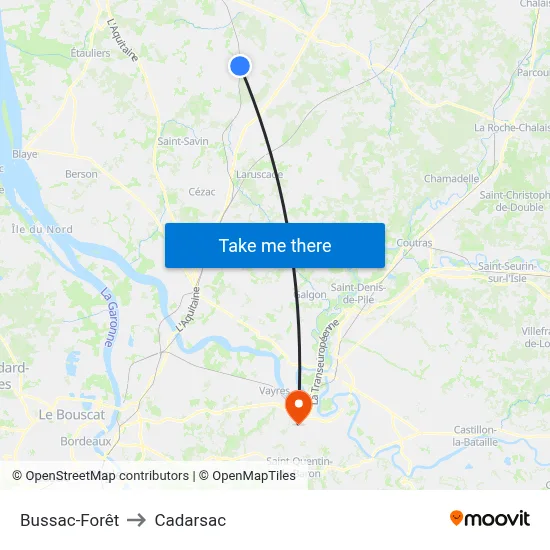 Bussac-Forêt to Cadarsac map