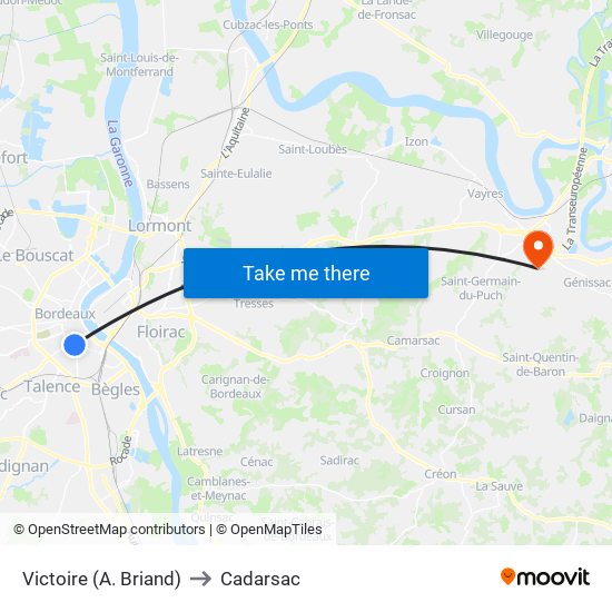 Victoire (A. Briand) to Cadarsac map