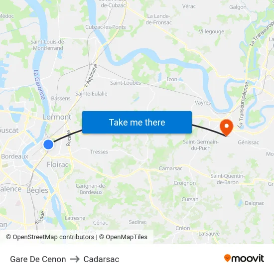 Gare De Cenon to Cadarsac map