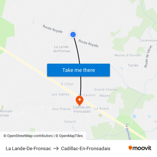 La Lande-De-Fronsac to Cadillac-En-Fronsadais map