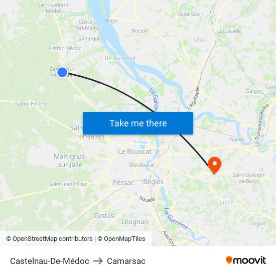Castelnau-De-Médoc to Camarsac map