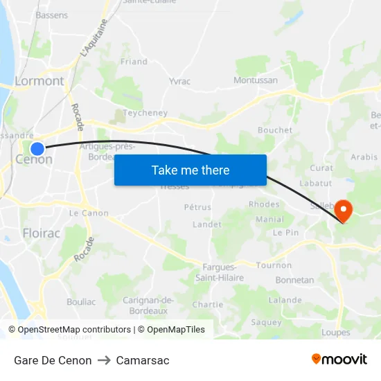 Gare De Cenon to Camarsac map