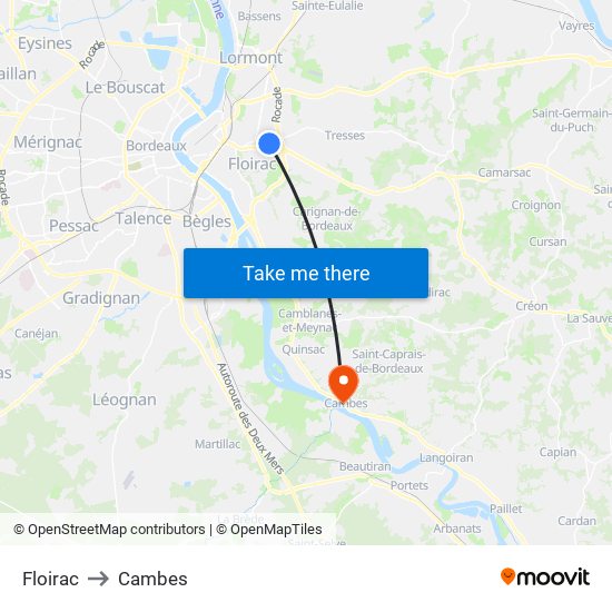 Floirac to Cambes map