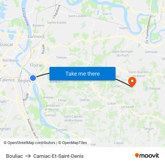 Bouliac to Camiac-Et-Saint-Denis map