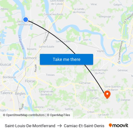 Saint-Louis-De-Montferrand to Camiac-Et-Saint-Denis map