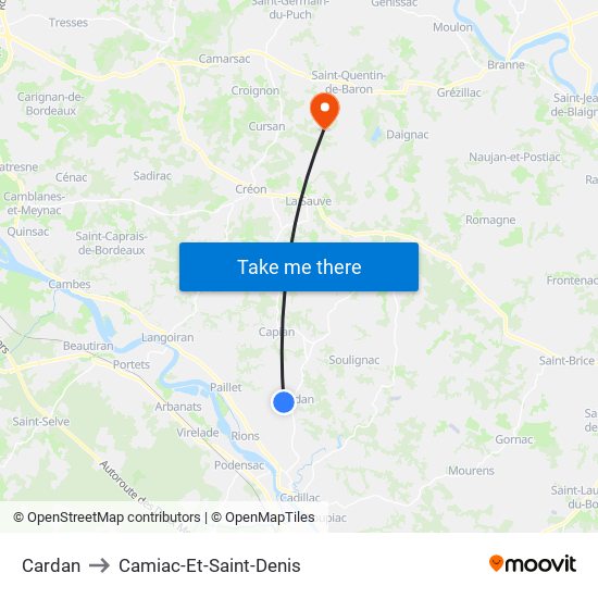 Cardan to Camiac-Et-Saint-Denis map