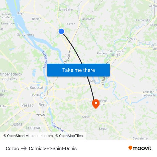 Cézac to Camiac-Et-Saint-Denis map