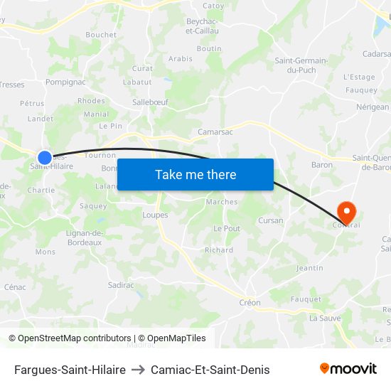 Fargues-Saint-Hilaire to Camiac-Et-Saint-Denis map