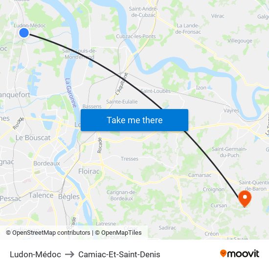 Ludon-Médoc to Camiac-Et-Saint-Denis map