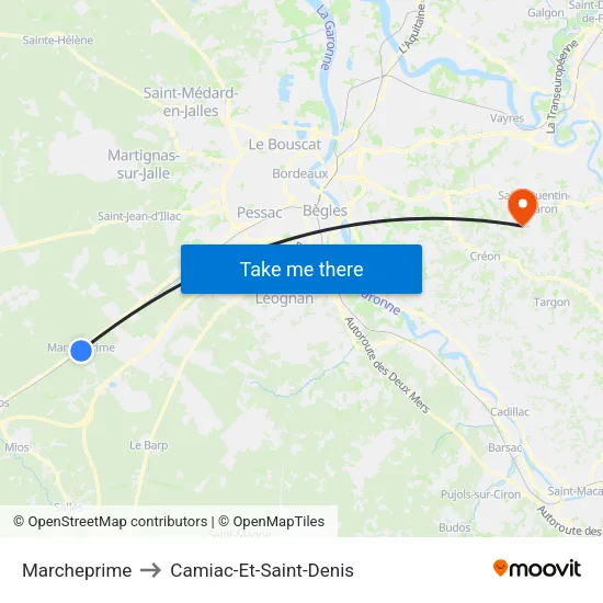 Marcheprime to Camiac-Et-Saint-Denis map