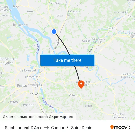 Saint-Laurent-D'Arce to Camiac-Et-Saint-Denis map
