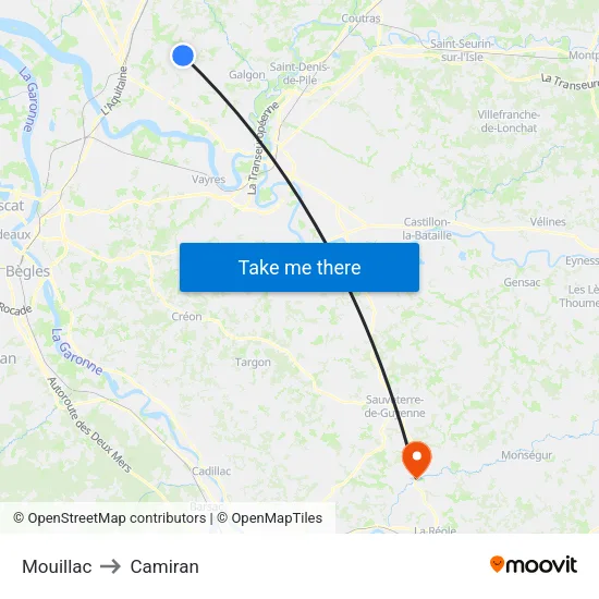 Mouillac to Camiran map