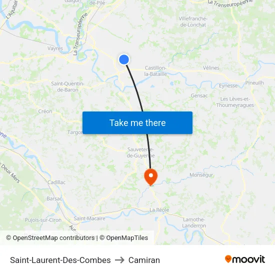 Saint-Laurent-Des-Combes to Camiran map