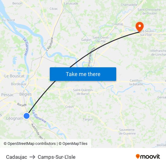 Cadaujac to Camps-Sur-L'Isle map