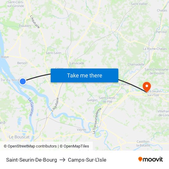 Saint-Seurin-De-Bourg to Camps-Sur-L'Isle map