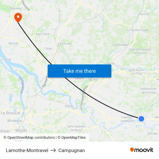 Lamothe-Montravel to Campugnan map