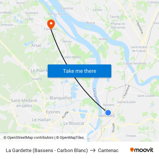 La Gardette (Bassens - Carbon Blanc) to Cantenac map