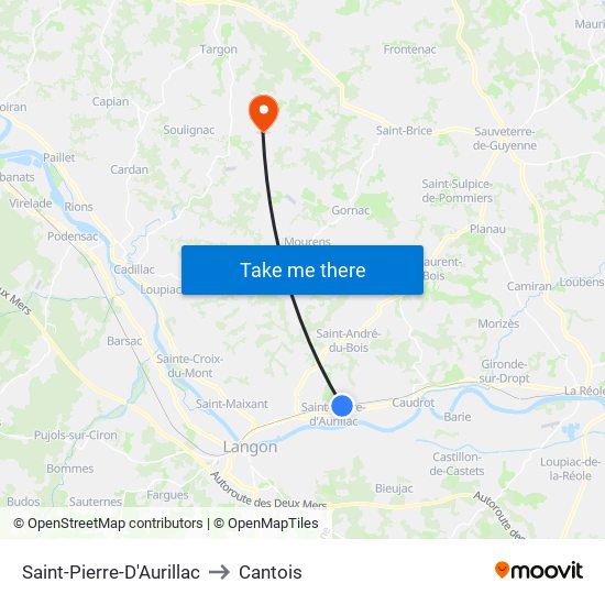 Saint-Pierre-D'Aurillac to Cantois map