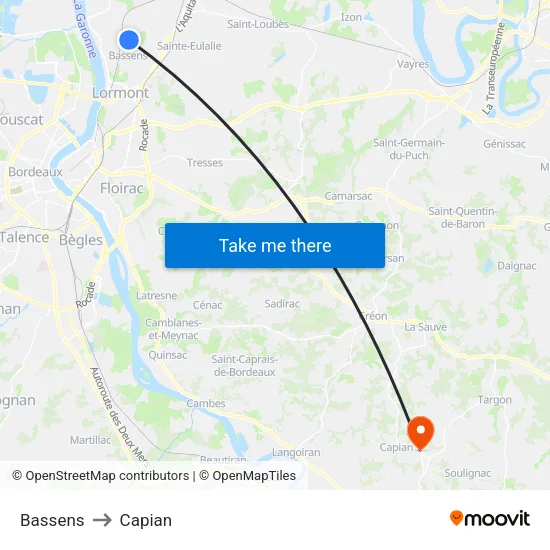 Bassens to Capian map
