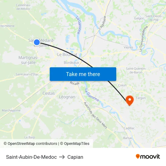 Saint-Aubin-De-Medoc to Capian map