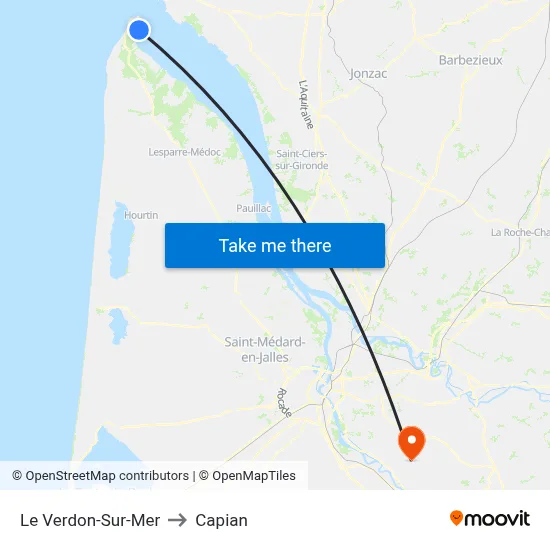 Le Verdon-Sur-Mer to Capian map