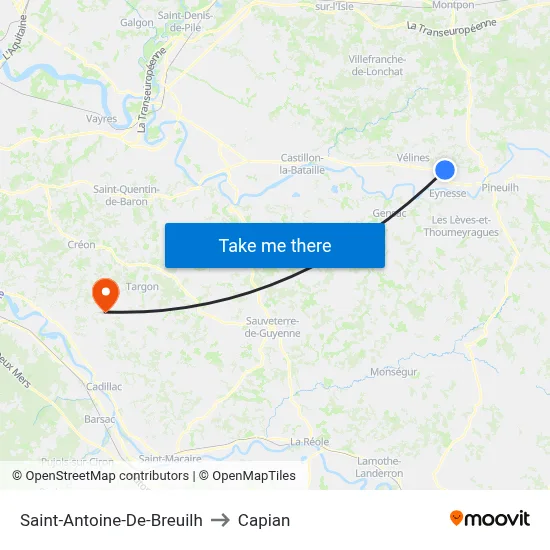 Saint-Antoine-De-Breuilh to Capian map