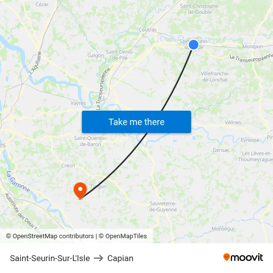 Saint-Seurin-Sur-L'Isle to Capian map