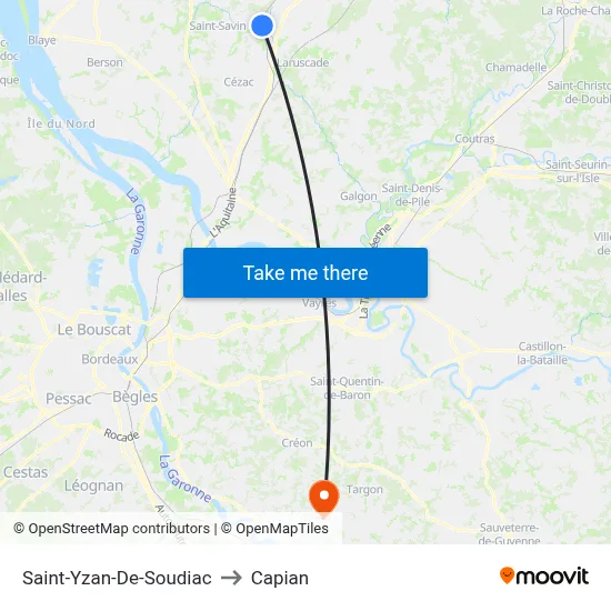 Saint-Yzan-De-Soudiac to Capian map
