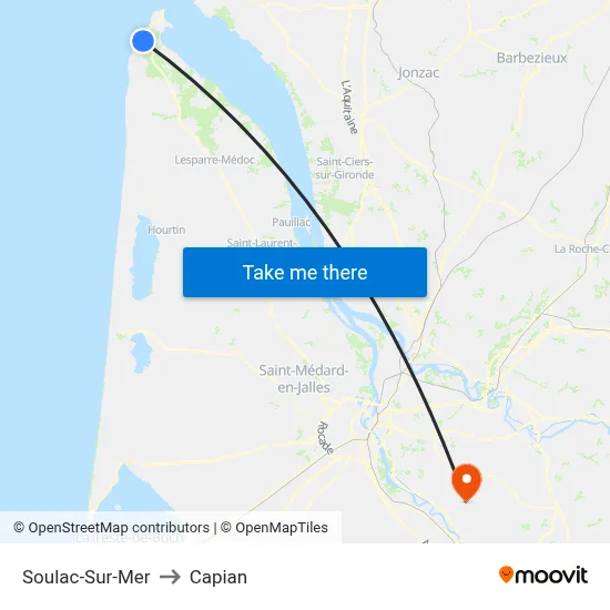 Soulac-Sur-Mer to Capian map