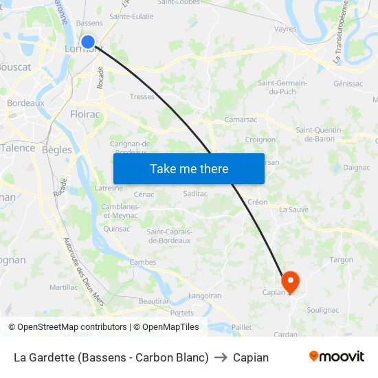 La Gardette (Bassens - Carbon Blanc) to Capian map