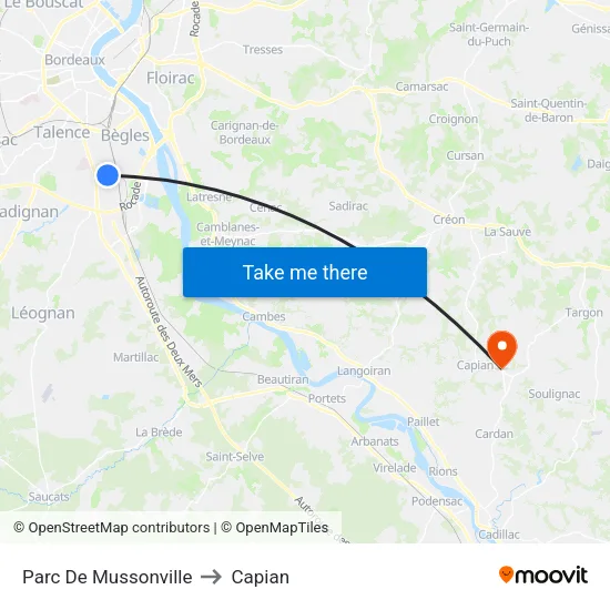 Parc De Mussonville to Capian map