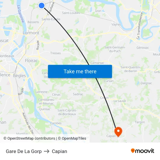 Gare De La Gorp to Capian map
