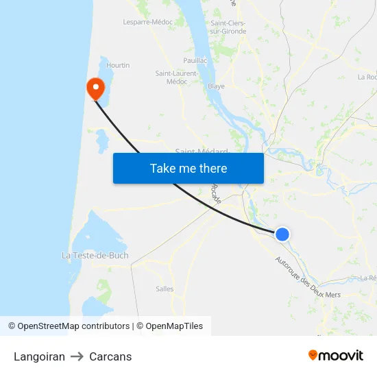 Langoiran to Carcans map