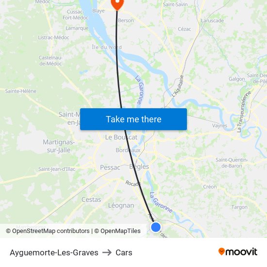 Ayguemorte-Les-Graves to Cars map