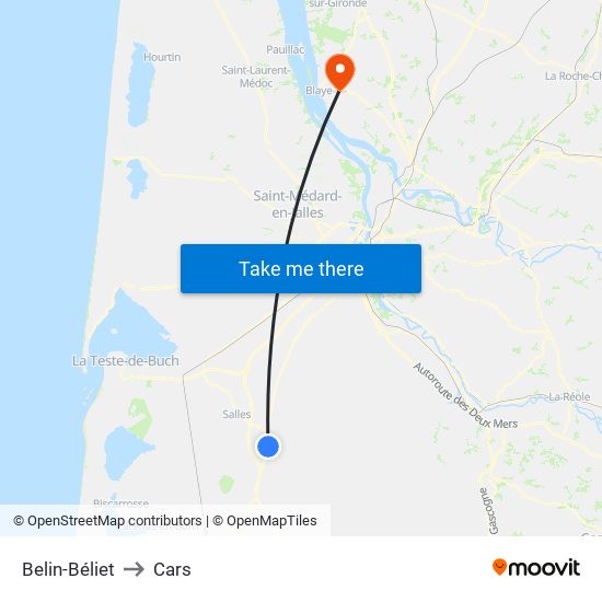 Belin-Béliet to Cars map