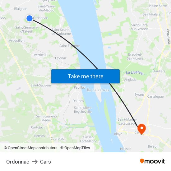 Ordonnac to Cars map