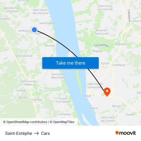 Saint-Estèphe to Cars map
