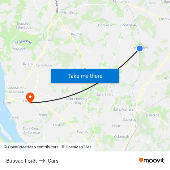 Bussac-Forêt to Cars map