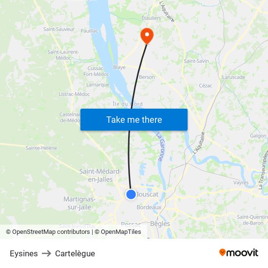 Eysines to Cartelègue map