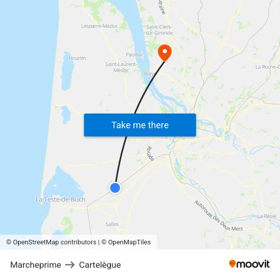 Marcheprime to Cartelègue map